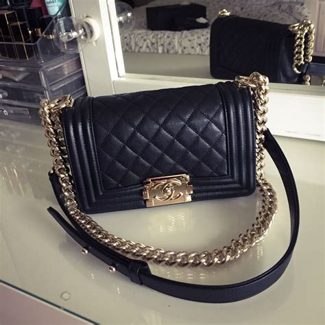 chanel boy bag gold and black|chanel black boyfriend bag.